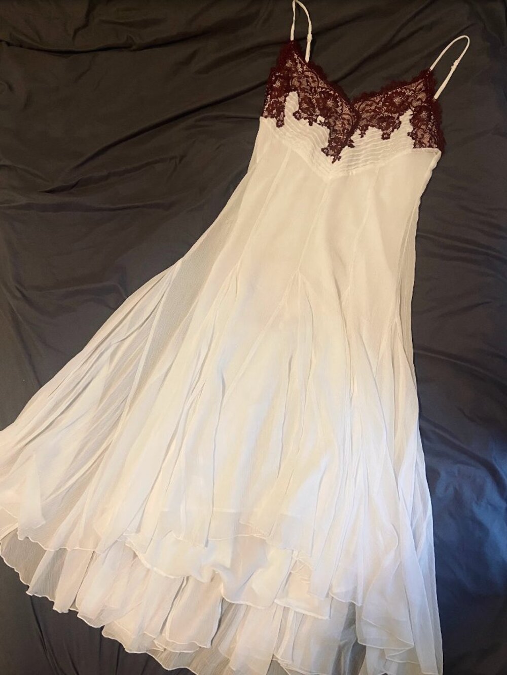 Beautiful Red-Laced White Dress